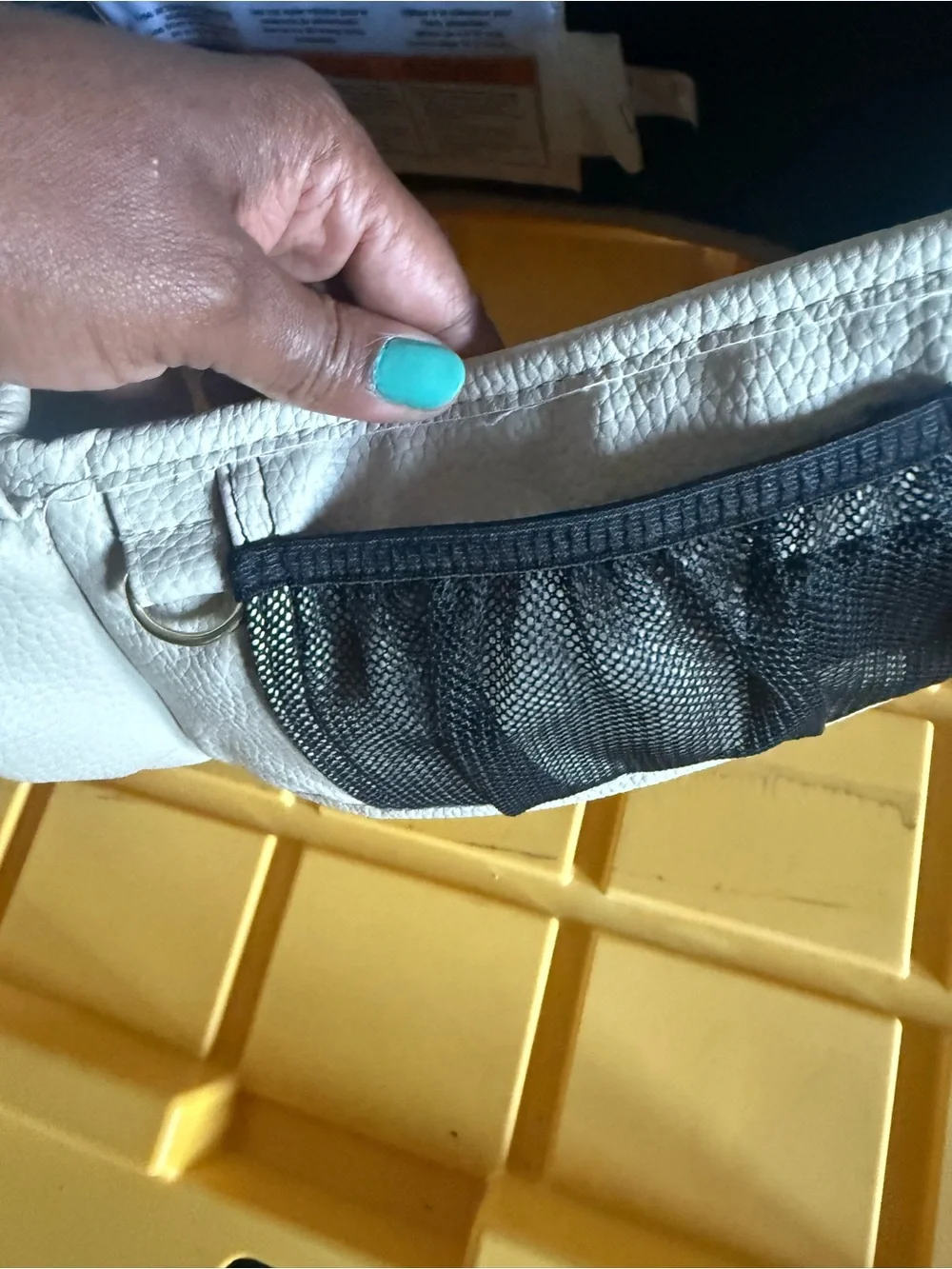 Tushbaby Cream Pebbled Leather Baby Bag